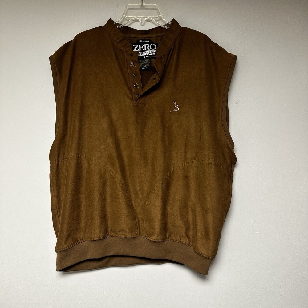 Zero Restriction Golf Vest Mens Large Brown Excellent Microsuede 4093 3144
